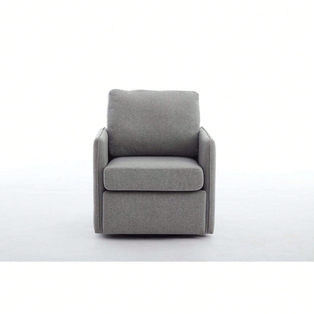 Comfy Single Sofa Chair With Storage, Modern Arm Chair For Living Room, Fabric Swivel Armchair With Metal Base Image 1