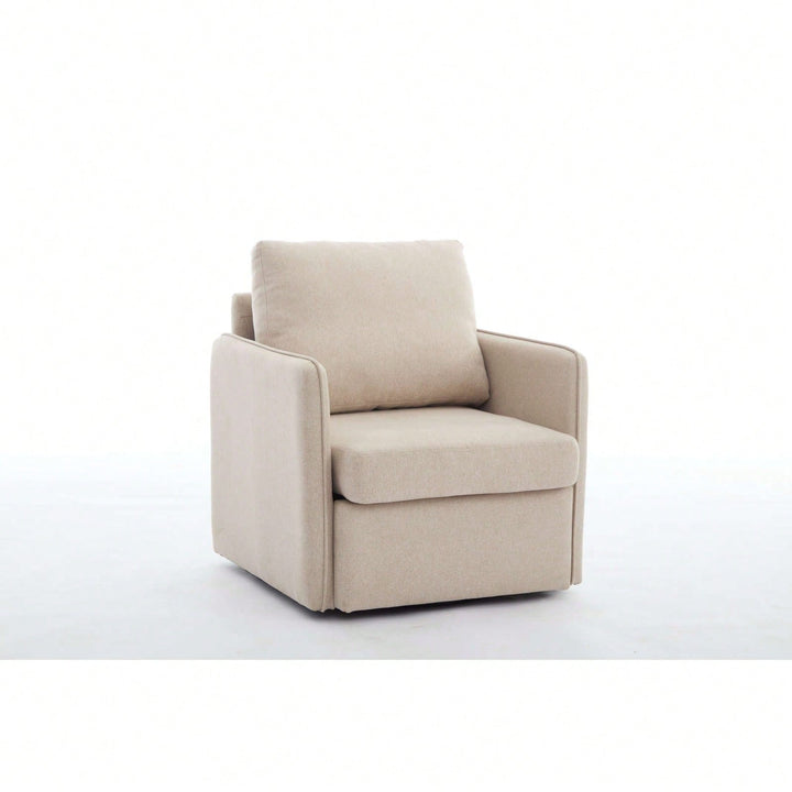 Comfy Single Sofa Chair With Storage, Modern Arm Chair For Living Room, Fabric Swivel Armchair With Metal Base Image 3