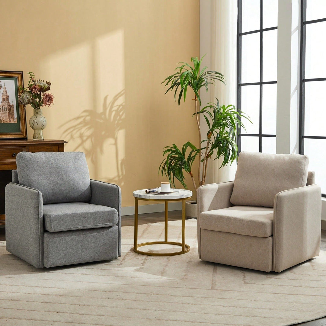 Comfy Single Sofa Chair With Storage, Modern Arm Chair For Living Room, Fabric Swivel Armchair With Metal Base Image 7