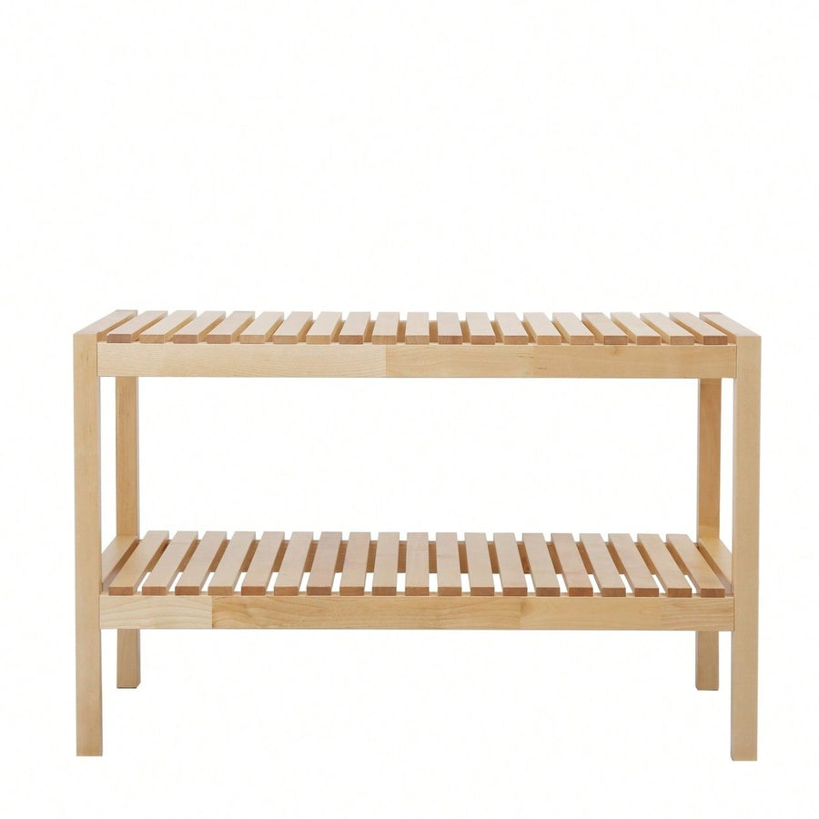 Birch Shoe Bench - 3 Tier Sturdy Storage Organizer Image 1