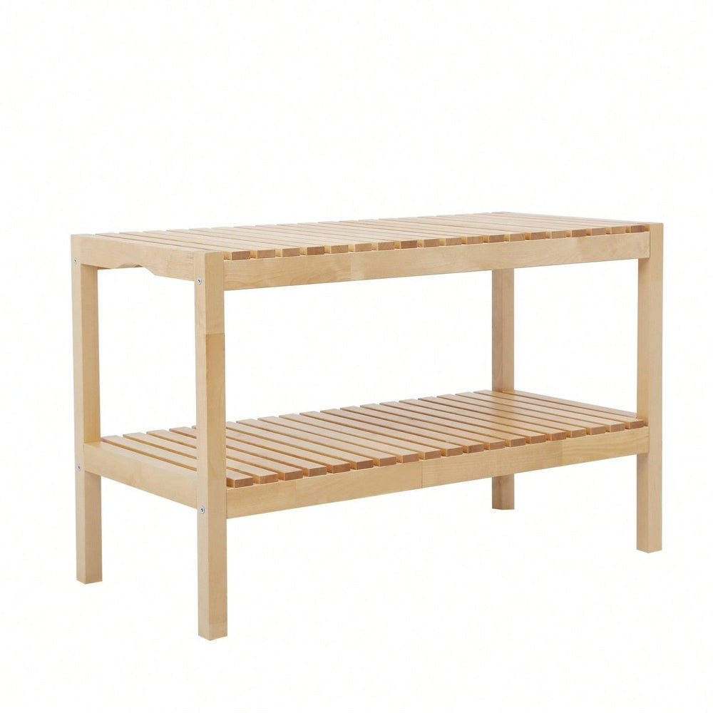 Birch Shoe Bench - 3 Tier Sturdy Storage Organizer Image 2