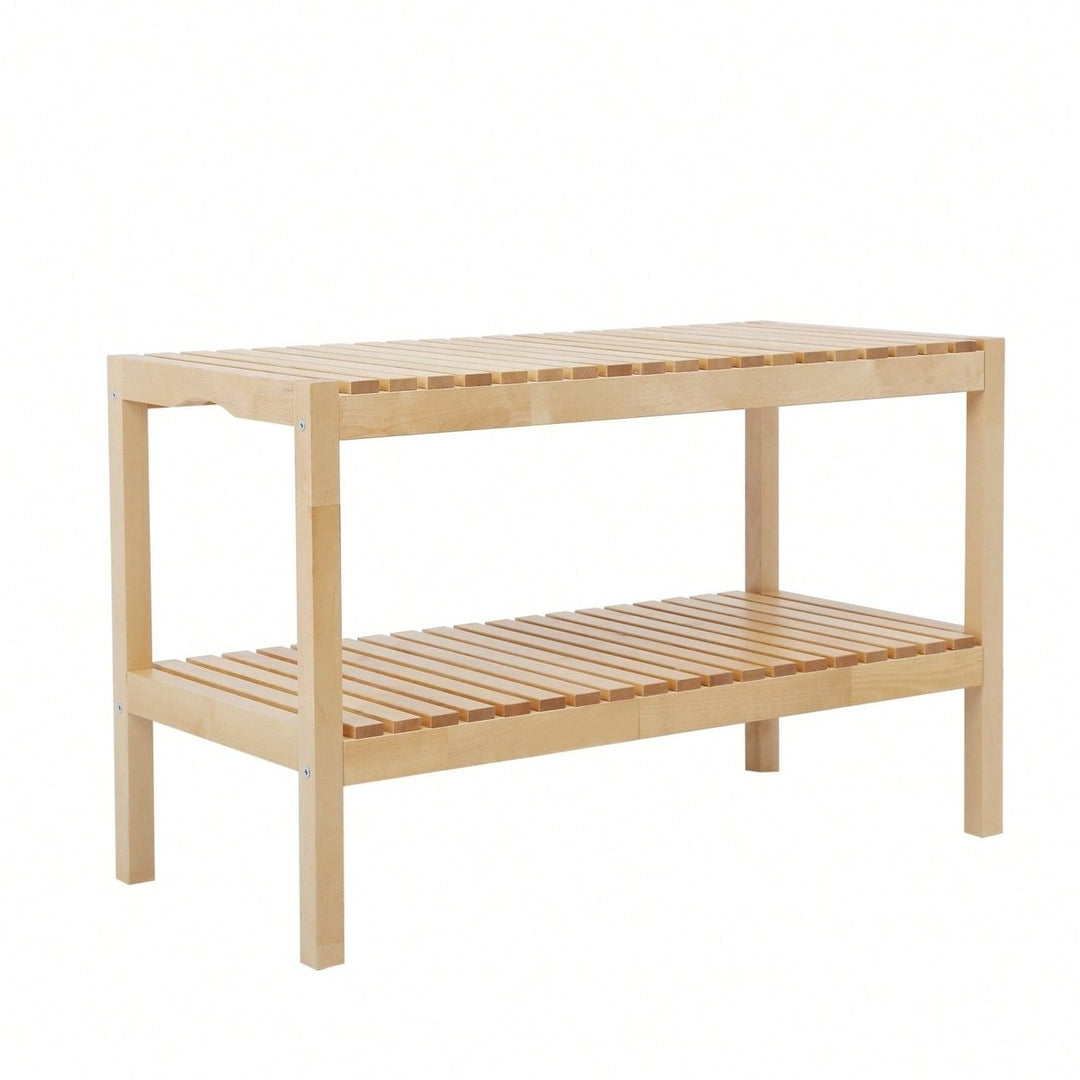 Birch Shoe Bench - 3 Tier Sturdy Storage Organizer Image 2