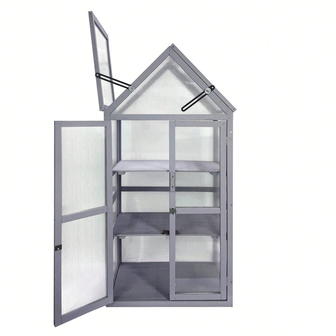 Adjustable UV-Resistant Wood Greenhouse with Removable Shelving for Indoor and Outdoor Gardens Image 2