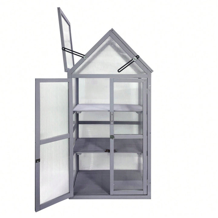 Adjustable UV-Resistant Wood Greenhouse with Removable Shelving for Indoor and Outdoor Gardens Image 3