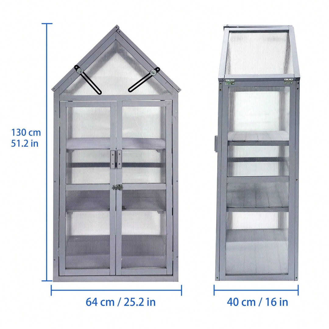 Adjustable UV-Resistant Wood Greenhouse with Removable Shelving for Indoor and Outdoor Gardens Image 4