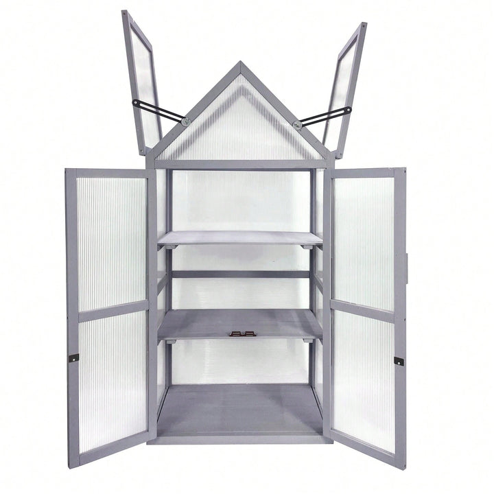 Adjustable UV-Resistant Wood Greenhouse with Removable Shelving for Indoor and Outdoor Gardens Image 5