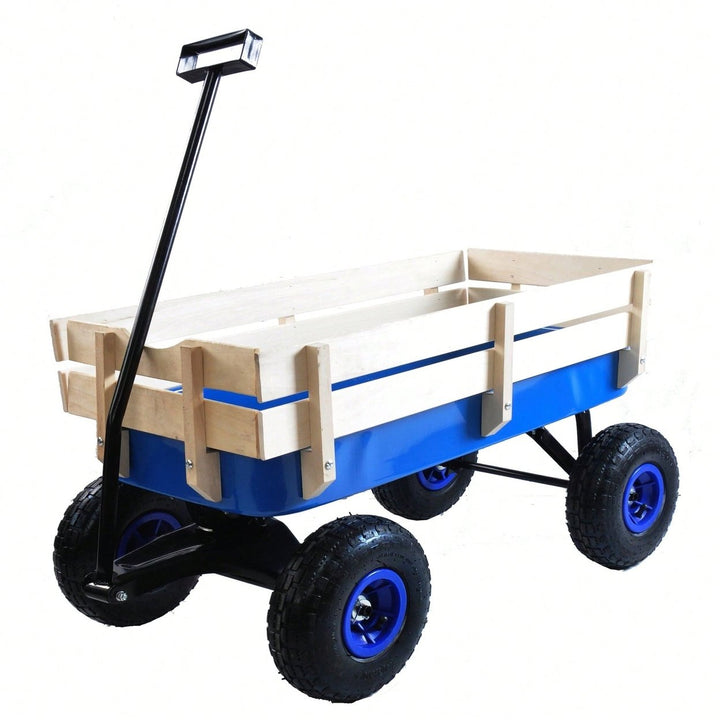 All Terrain Pulling Wagon W/Wood Railing Air Tires Children Kid Garden Image 8