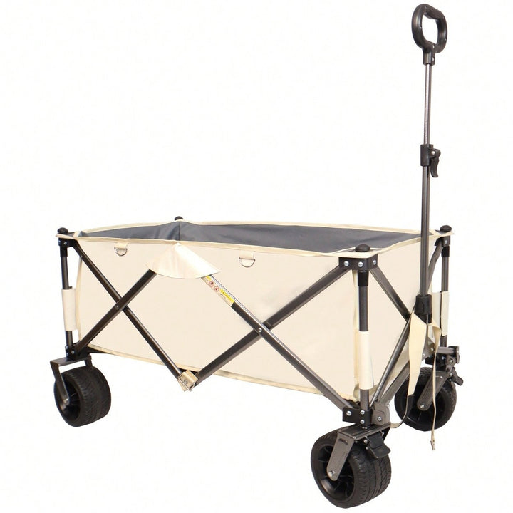 All-Terrain Heavy Duty Collapsible Wagon Cart 230lbs Capacity with Adjustable Handle and Drink Holders for Outdoor Use Image 1