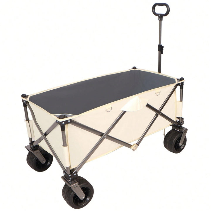 All-Terrain Heavy Duty Collapsible Wagon Cart 230lbs Capacity with Adjustable Handle and Drink Holders for Outdoor Use Image 2