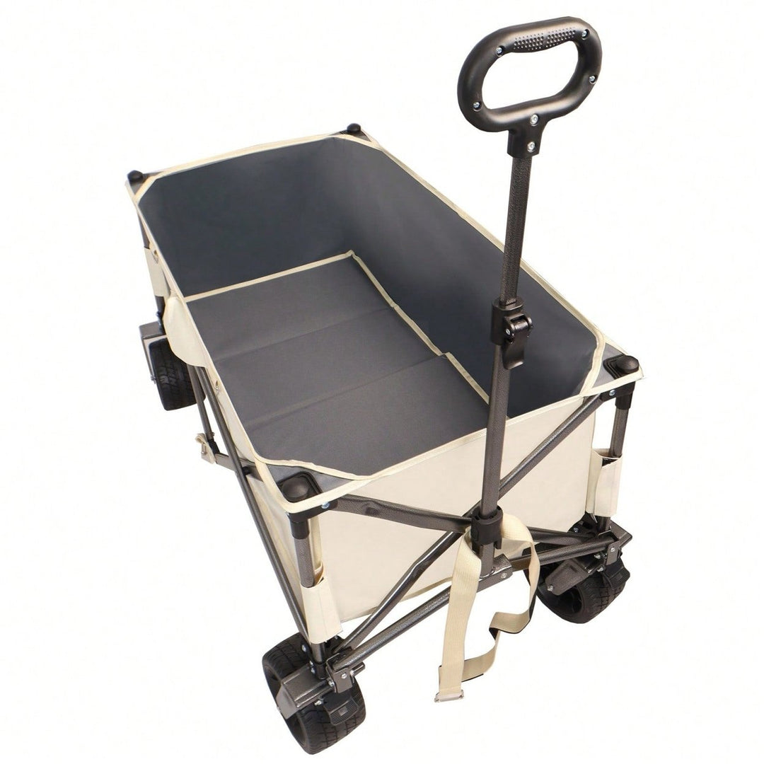 All-Terrain Heavy Duty Collapsible Wagon Cart 230lbs Capacity with Adjustable Handle and Drink Holders for Outdoor Use Image 4