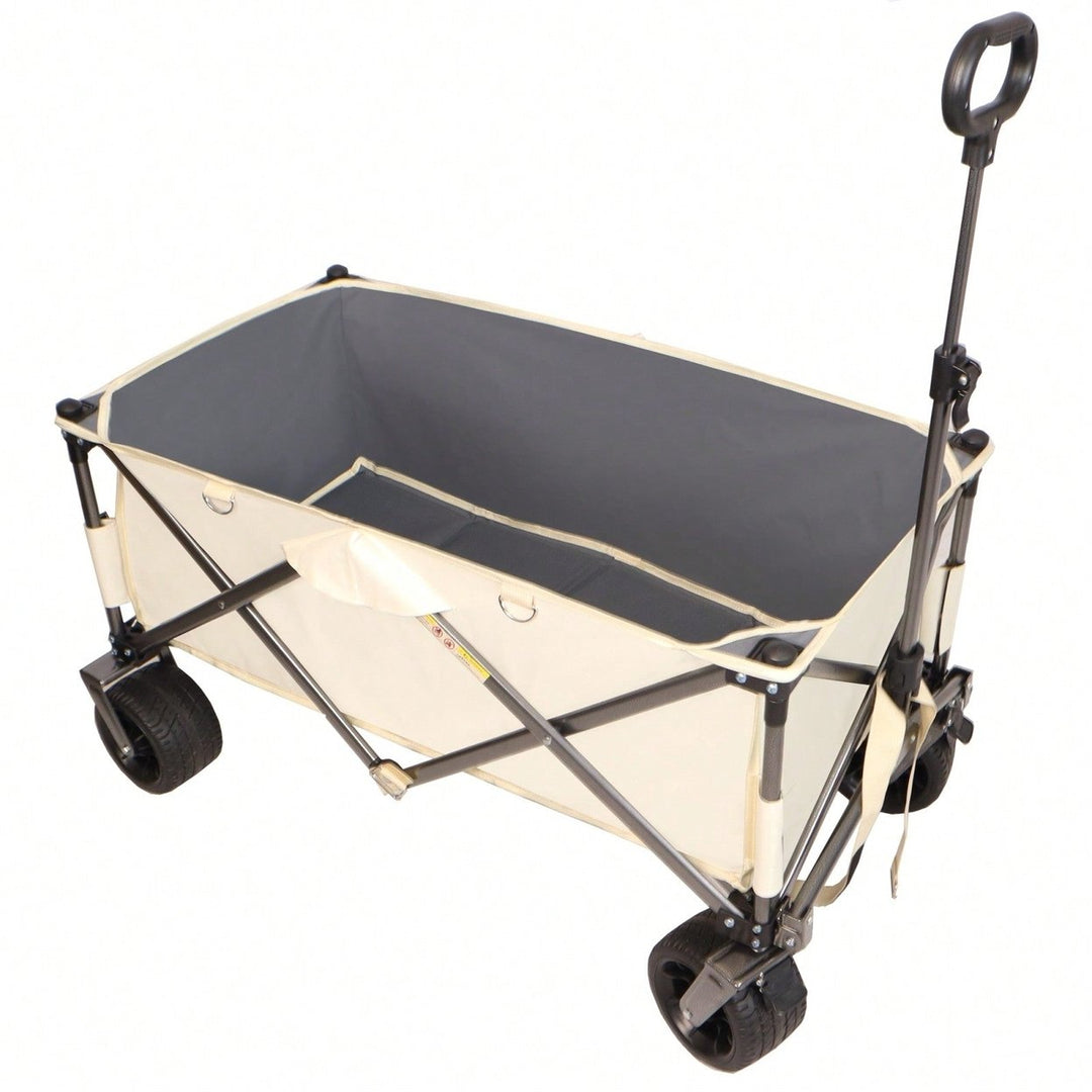 All-Terrain Heavy Duty Collapsible Wagon Cart 230lbs Capacity with Adjustable Handle and Drink Holders for Outdoor Use Image 5