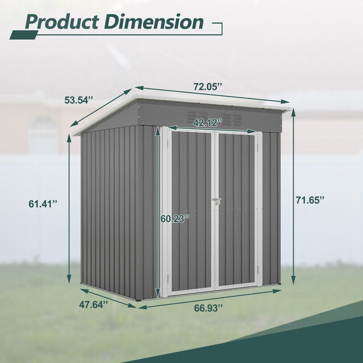 6x4 Outdoor Metal Storage Shed for Garden Tools Lockable Door Image 2