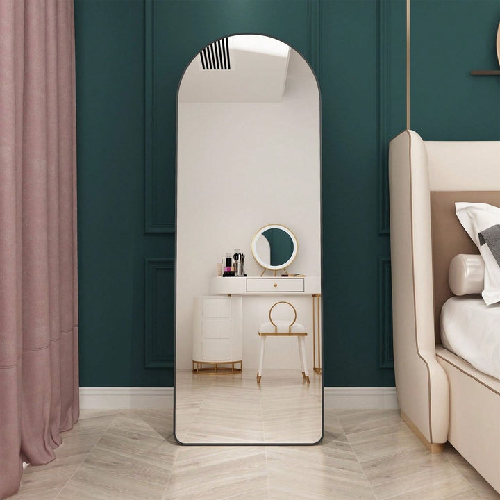 Aluminum Alloy Arched Full Length Mirror 65x23 Wall Mounted for Bedroom Bathroom and Clothing Stores Image 1