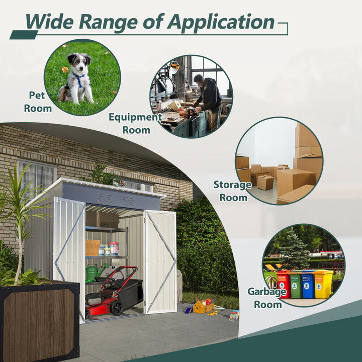 6x4 Outdoor Metal Storage Shed for Garden Tools Lockable Door Image 6