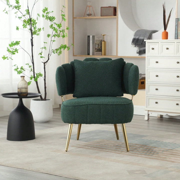 Boucle Accent Chair Modern Upholstered Armchair Tufted Chair With Metal Frame, Single Leisure Chairs For Living Room Image 5