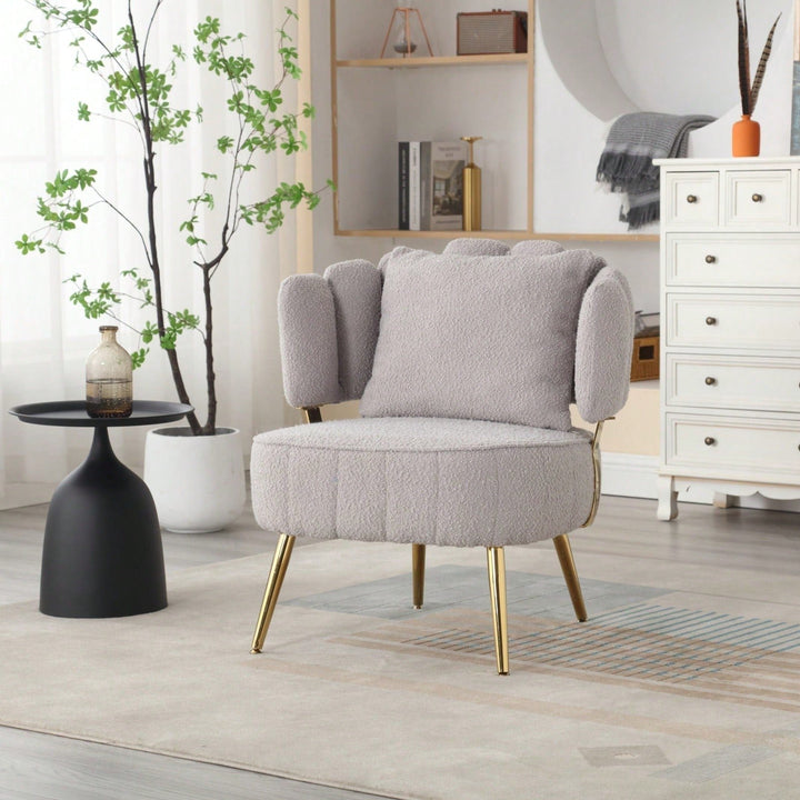 Boucle Accent Chair Modern Upholstered Armchair Tufted Chair With Metal Frame, Single Leisure Chairs For Living Room Image 10