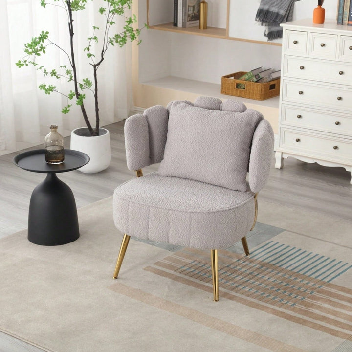 Boucle Accent Chair Modern Upholstered Armchair Tufted Chair With Metal Frame, Single Leisure Chairs For Living Room Image 11