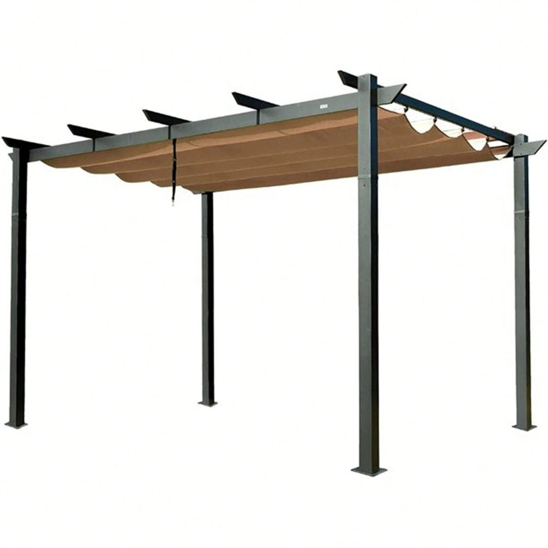 Aluminum Retractable Pergola with Weather-Resistant Canopy for Outdoor Patio Deck Garden and Grape Trellis Image 1