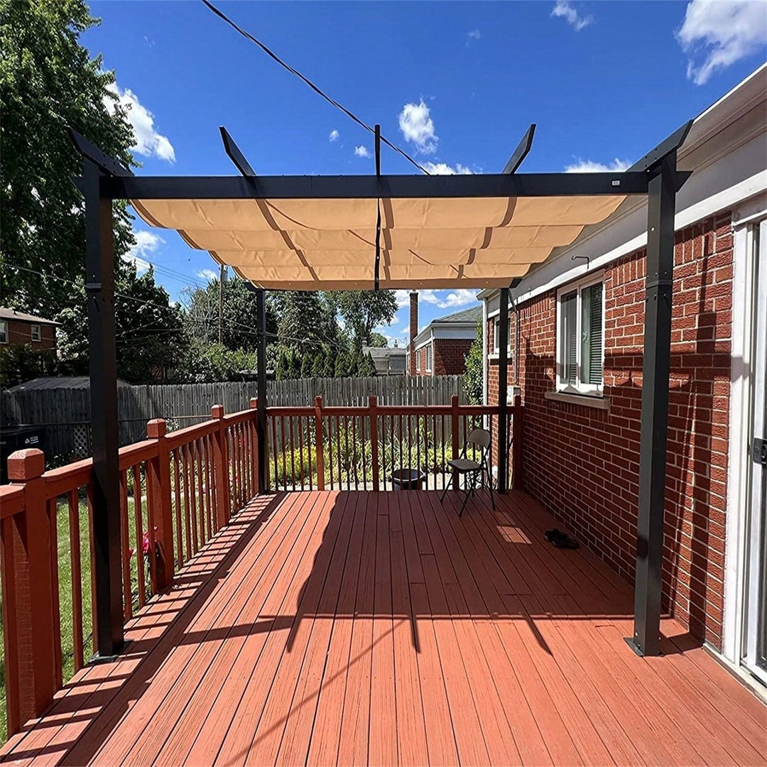 Aluminum Retractable Pergola with Weather-Resistant Canopy for Outdoor Patio Deck Garden and Grape Trellis Image 6