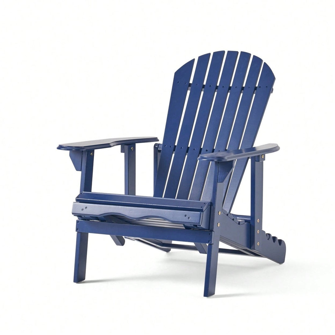 Comfortable Folding Reclining Adirondack Chair For Outdoor Relaxation Image 1