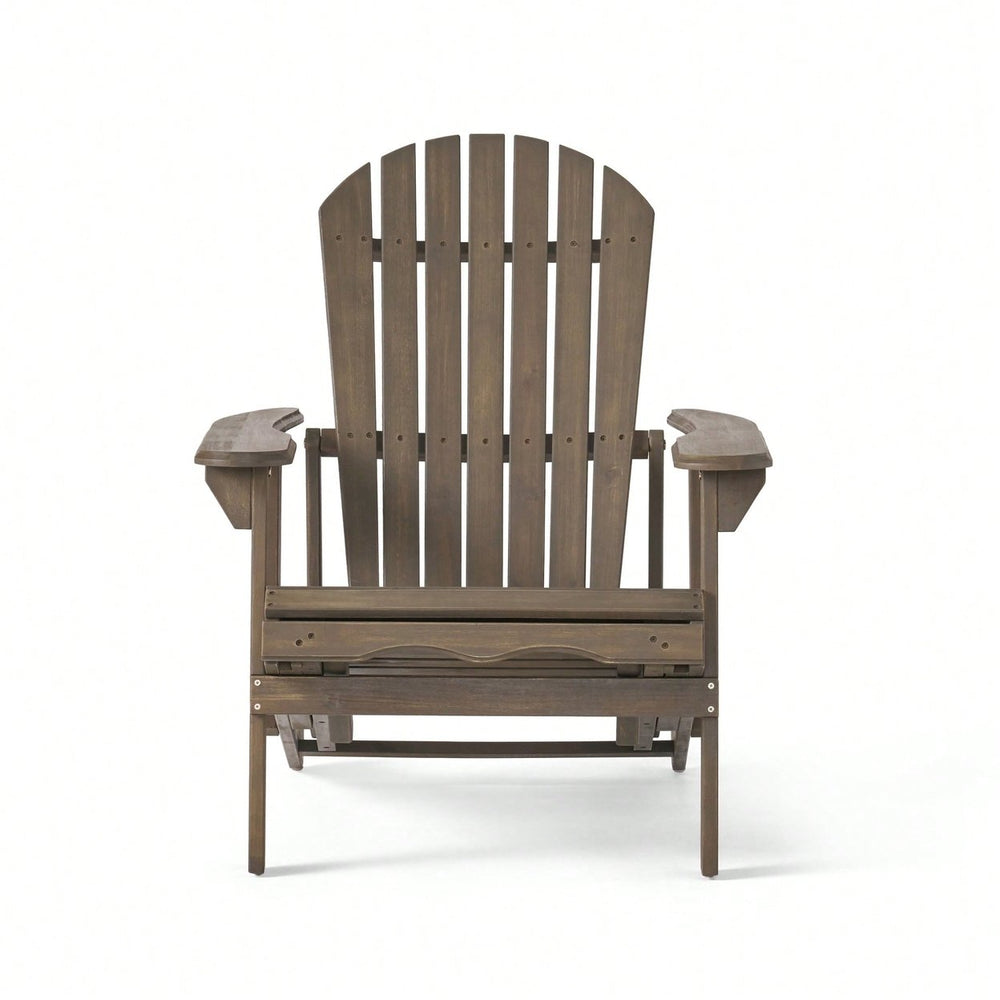 Comfortable Folding Reclining Adirondack Chair For Outdoor Relaxation Image 2