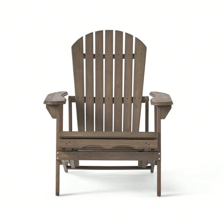 Comfortable Folding Reclining Adirondack Chair For Outdoor Relaxation Image 1