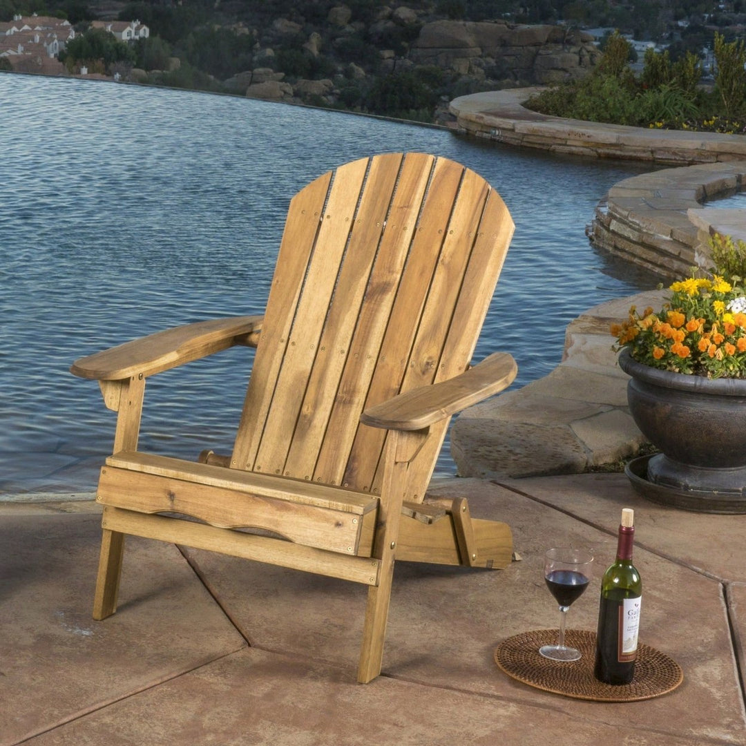 Comfortable Folding Reclining Adirondack Chair For Outdoor Relaxation Image 4