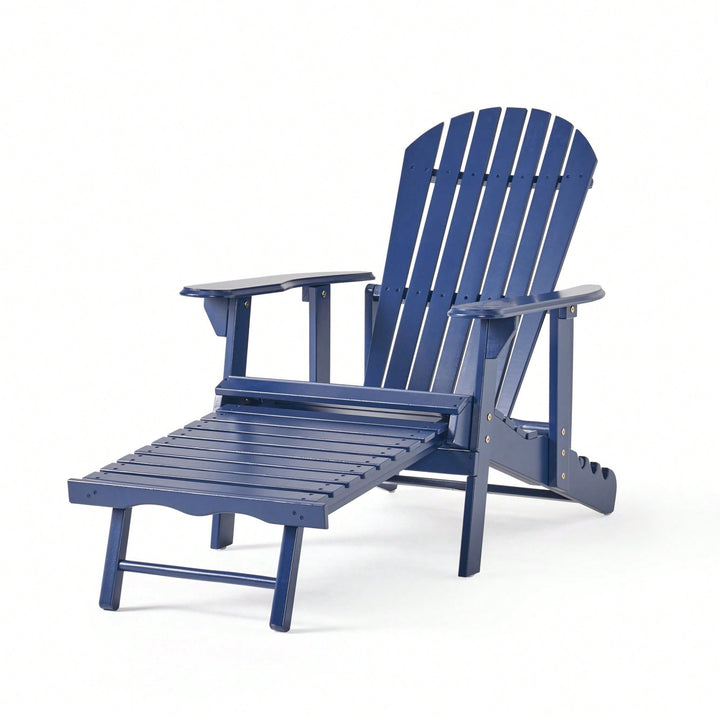 Comfortable Folding Reclining Adirondack Chair For Outdoor Relaxation Image 5