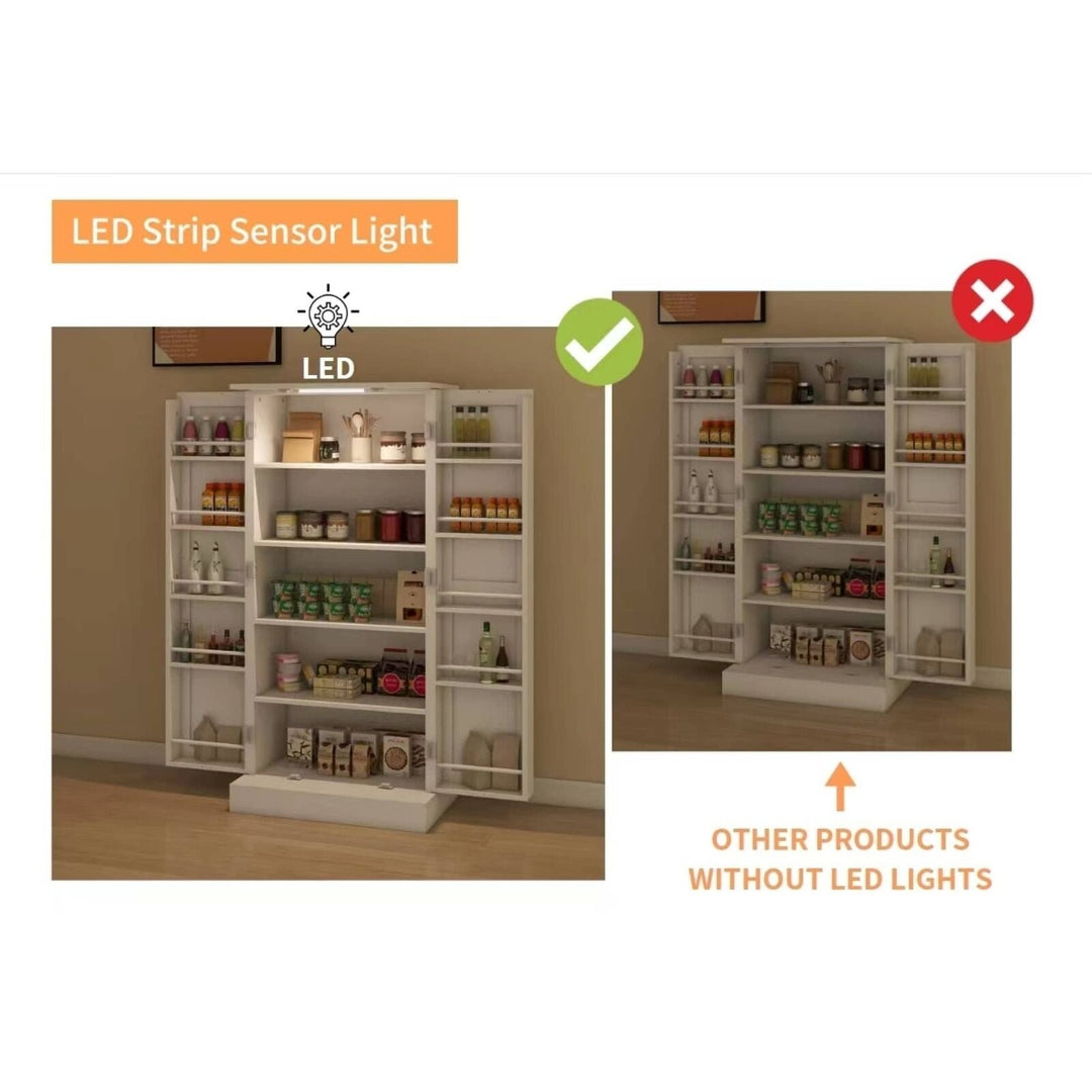 50" LED Kitchen Pantry Cabinet, Freestanding Storage Organizer Image 3