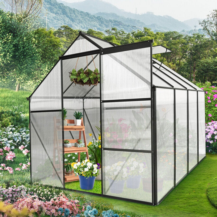 6x8 FT Polycarbonate Greenhouse Raised Base and Anchor Aluminum Heavy Duty Image 1