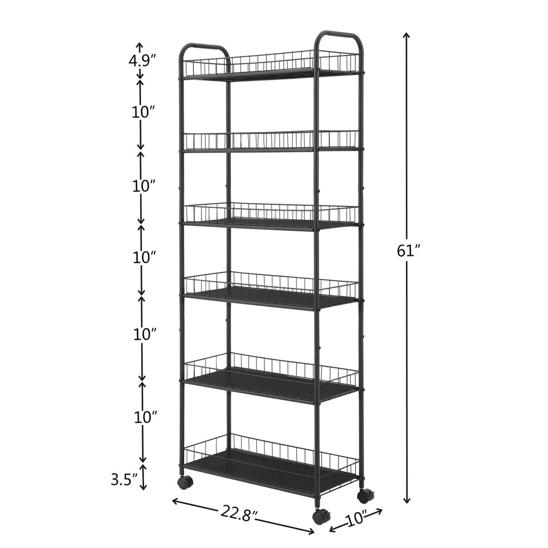 6 Tier Slim Rolling Storage Cart with Wheels Image 3