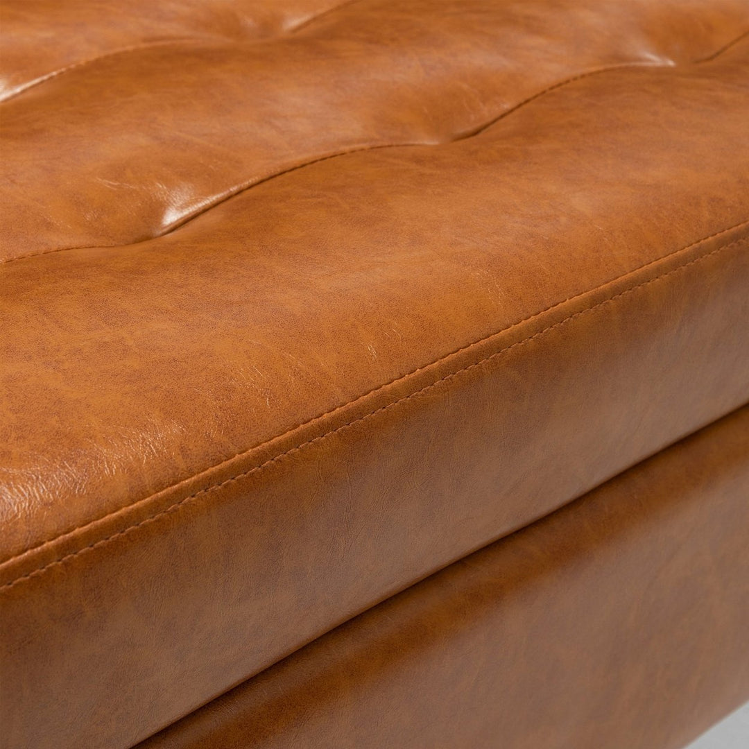 Brown Leather Storage Bench for Bedroom Entryway 43.3" Stylish Ottoman at Foot of Bed Image 7