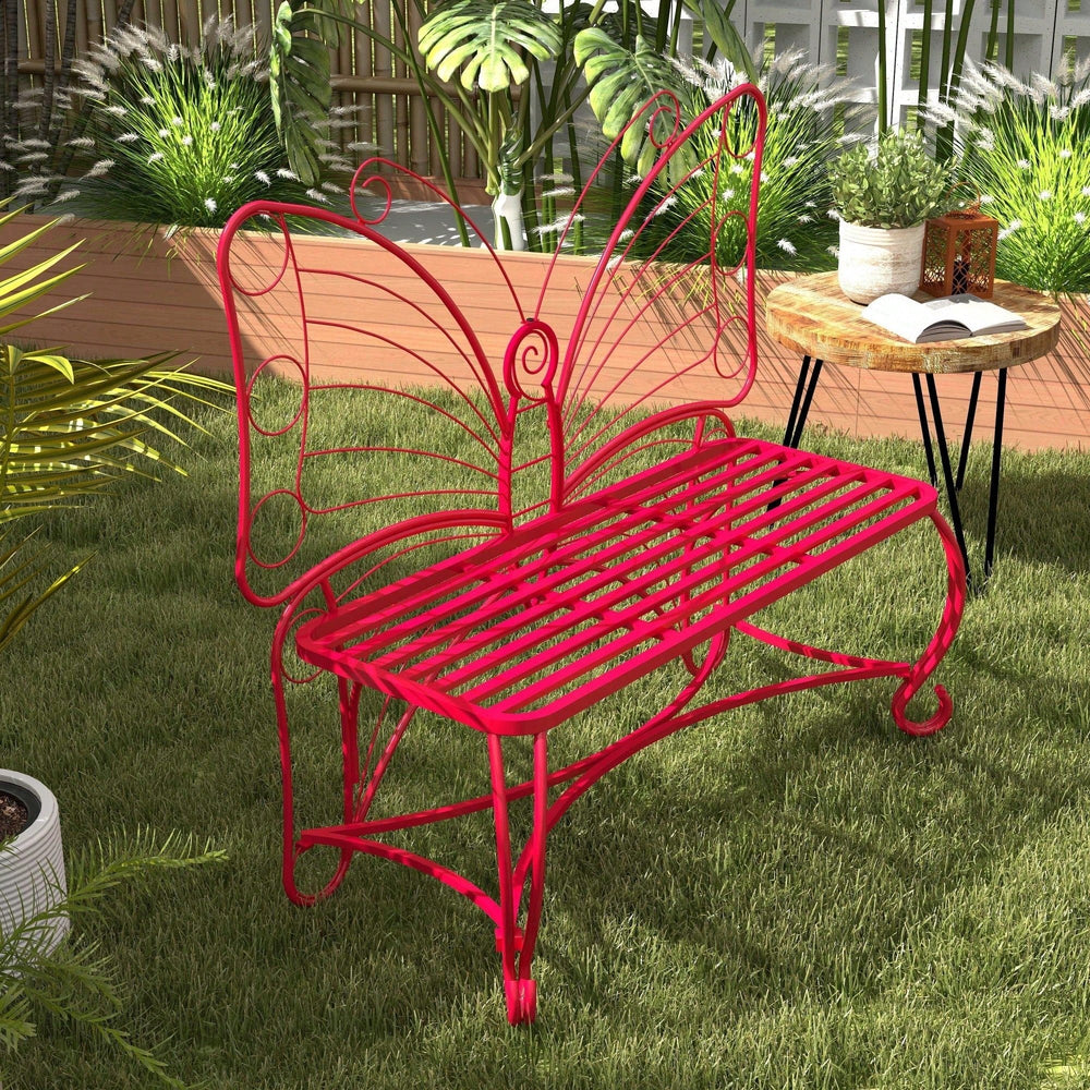 Butterfly Design Cast Metal Outdoor Garden Bench For Patio And Park Seating Image 2