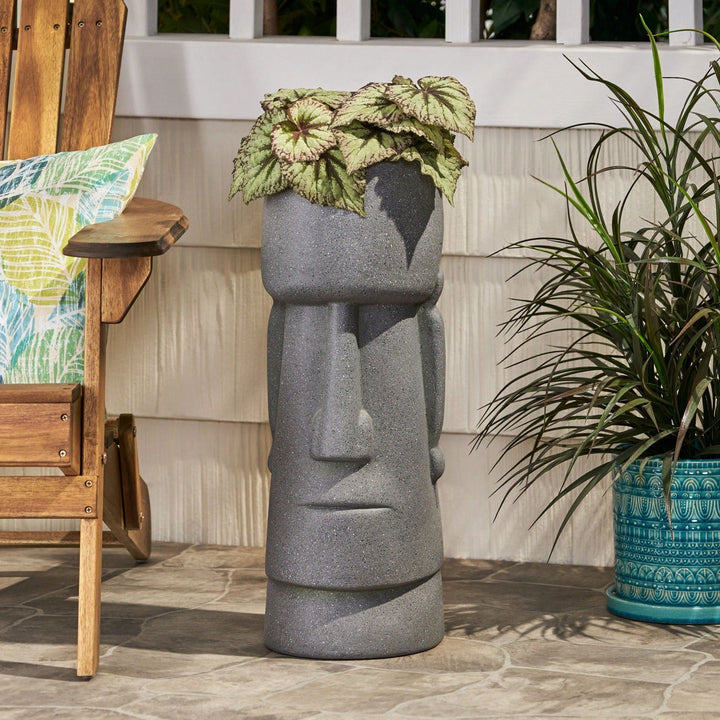 Charming Cast Stone Flower Planter For Outdoor Spaces - Durable And Lightweight Garden Accessory 9.25" W X 9.25" D X Image 4