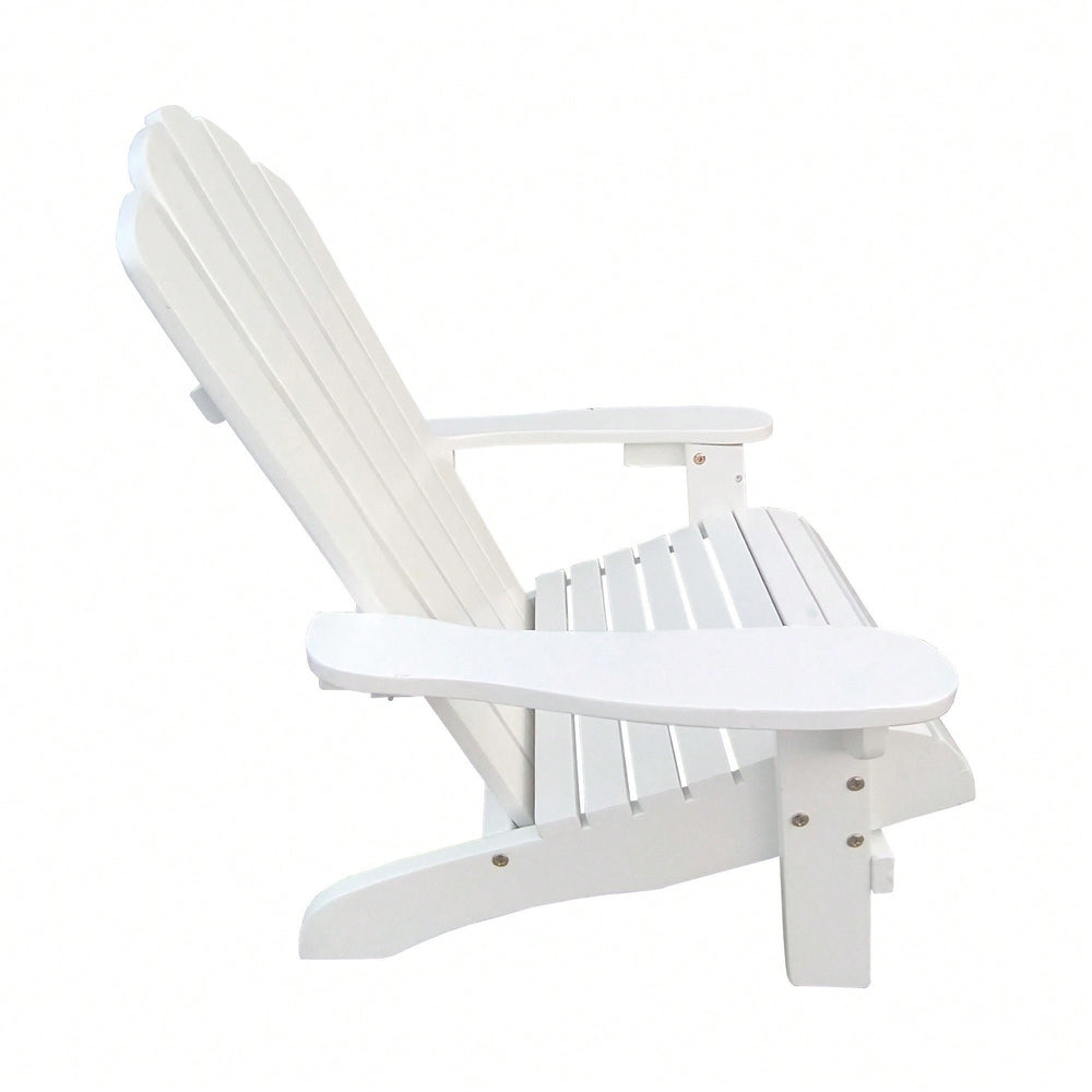 Charming White Wooden Adirondack Chair For Kids - Ideal For Indoor And Outdoor Relaxation Image 2