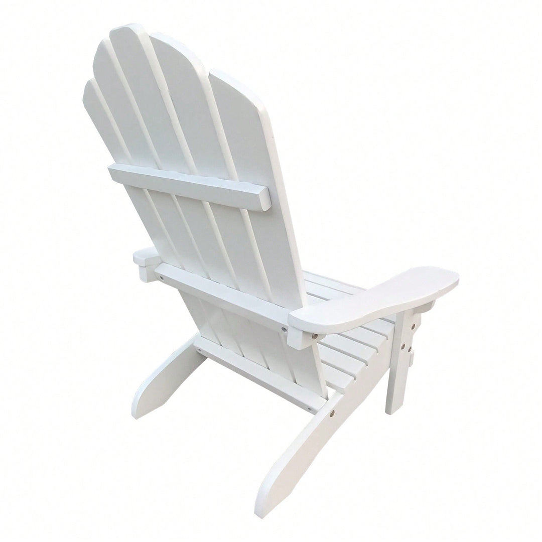 Charming White Wooden Adirondack Chair For Kids - Ideal For Indoor And Outdoor Relaxation Image 4