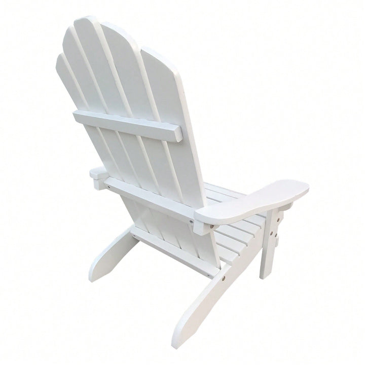 Charming White Wooden Adirondack Chair For Kids - Ideal For Indoor And Outdoor Relaxation Image 4