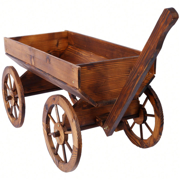 Charming Wooden Flower Planter With Wheels For Garden And Outdoor Decor Image 8