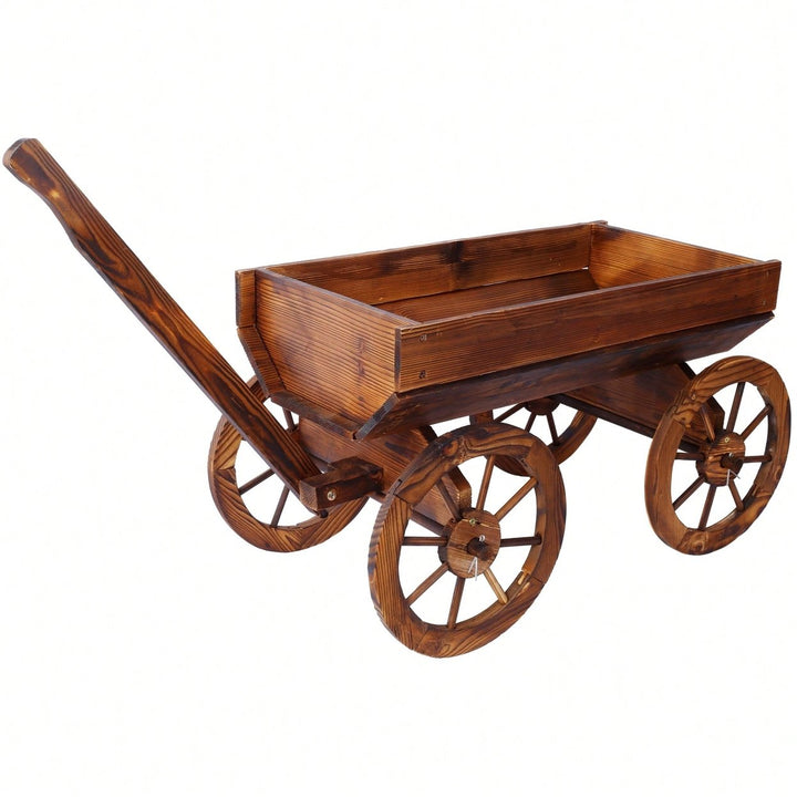 Charming Wooden Flower Planter With Wheels For Garden And Outdoor Decor Image 11