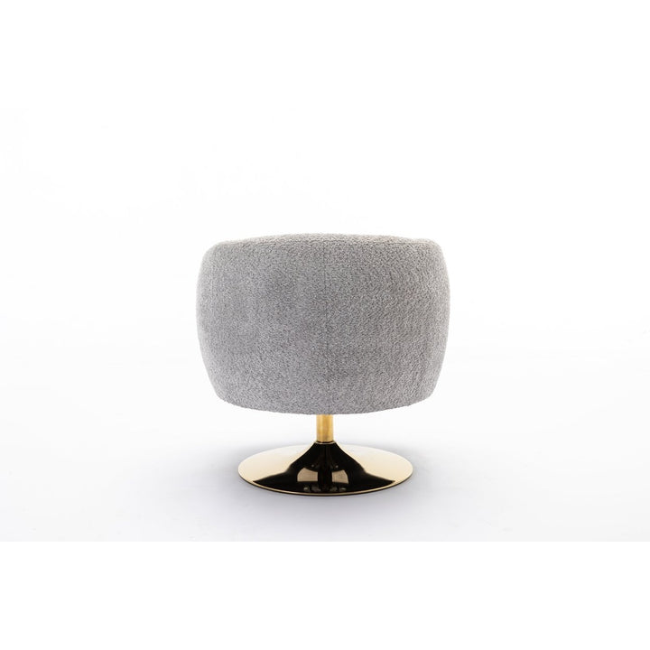 Chenille Fabric Accent Swivel Chair With Gold Metal Round Base,Light Gray Image 10