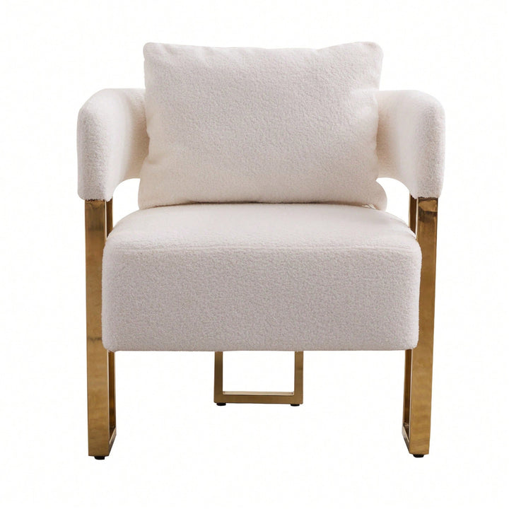 Chic Teddy Fleece Accent Chair with Gold Legs for Living Room Office or Dressing Area Image 1