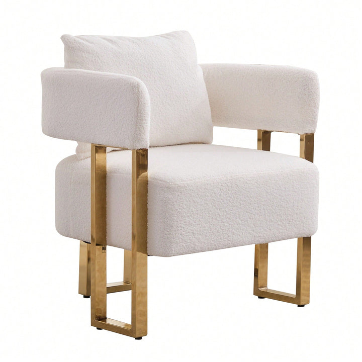 Chic Teddy Fleece Accent Chair with Gold Legs for Living Room Office or Dressing Area Image 2