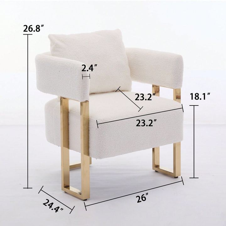 Chic Teddy Fleece Accent Chair with Gold Legs for Living Room Office or Dressing Area Image 6