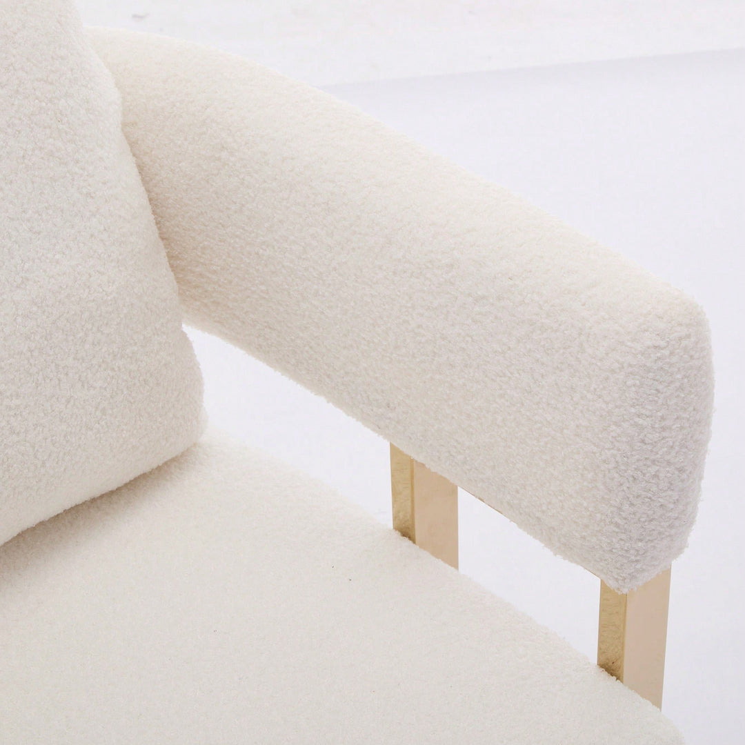 Chic Teddy Fleece Accent Chair with Gold Legs for Living Room Office or Dressing Area Image 8