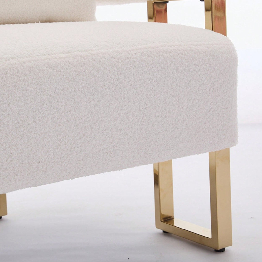 Chic Teddy Fleece Accent Chair with Gold Legs for Living Room Office or Dressing Area Image 9