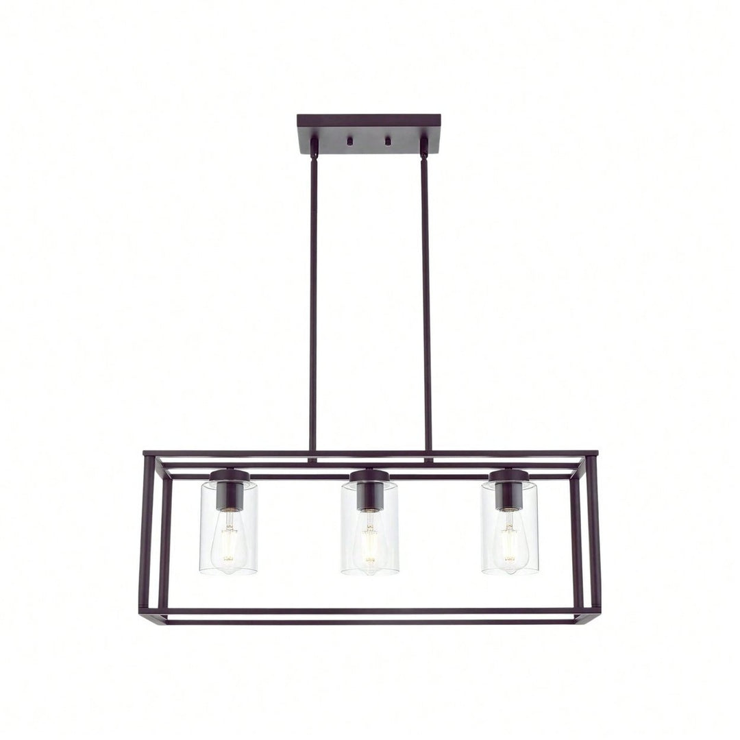 Clear Glass Linear Island Pendant Light for Kitchen Dining and Image 1