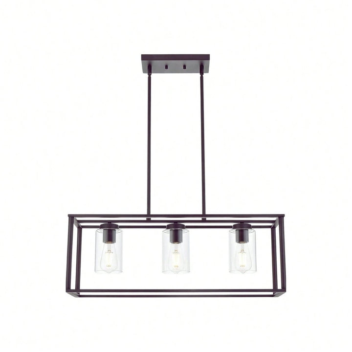 Clear Glass Linear Island Pendant Light for Kitchen Dining and Image 1