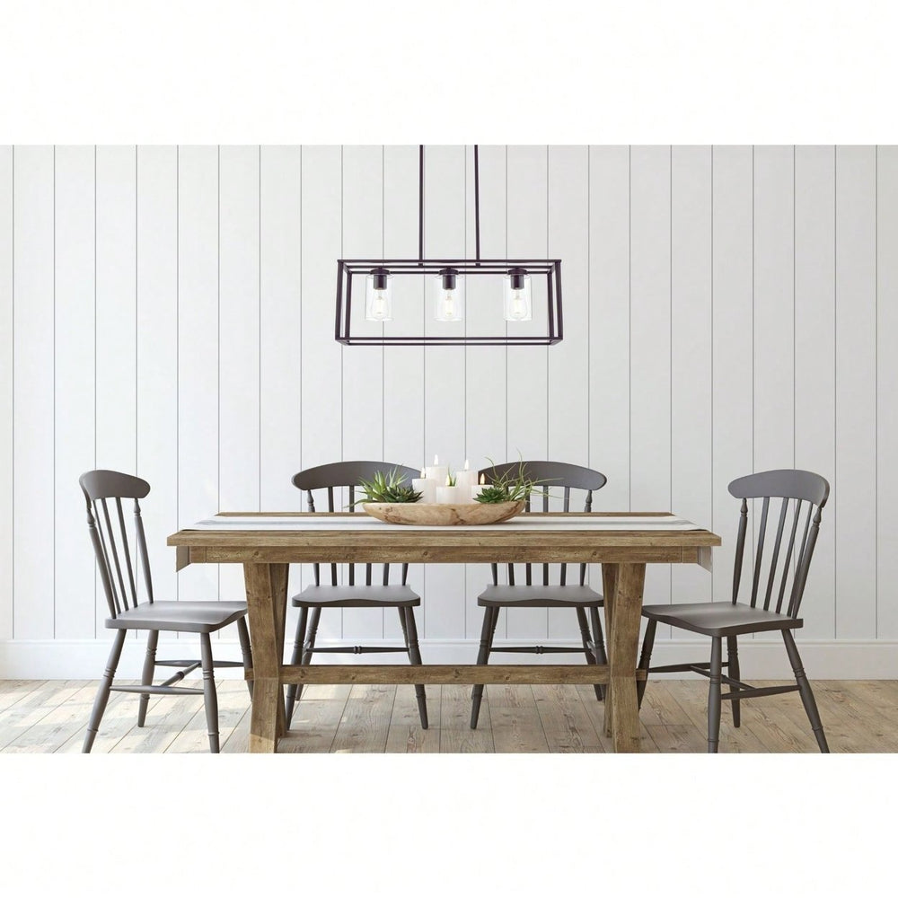 Clear Glass Linear Island Pendant Light for Kitchen Dining and Image 2