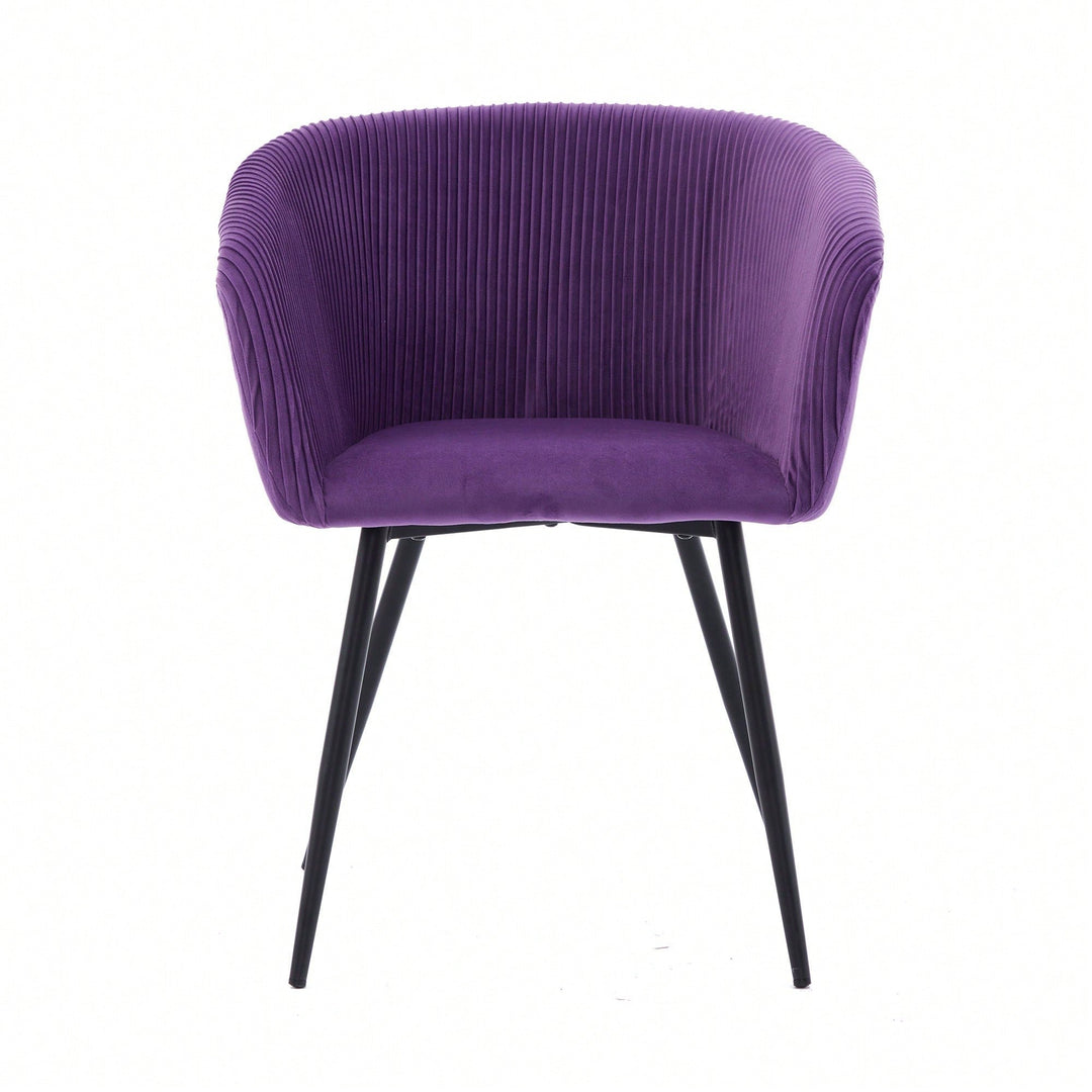 Elegant Purple Velvet Dining Chair With Armrests - Modern Cushioned Bucket Style, Ideal For Kitchen Or Dressing Table, Image 1