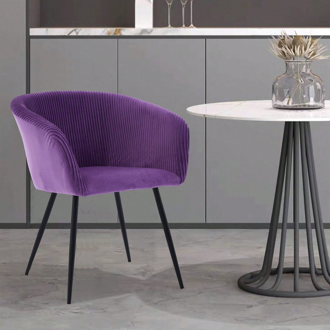 Elegant Purple Velvet Dining Chair With Armrests - Modern Cushioned Bucket Style, Ideal For Kitchen Or Dressing Table, Image 5